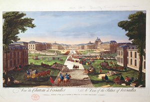 Kilátás a Versailles-i palotára, 1794 (színes metszet)